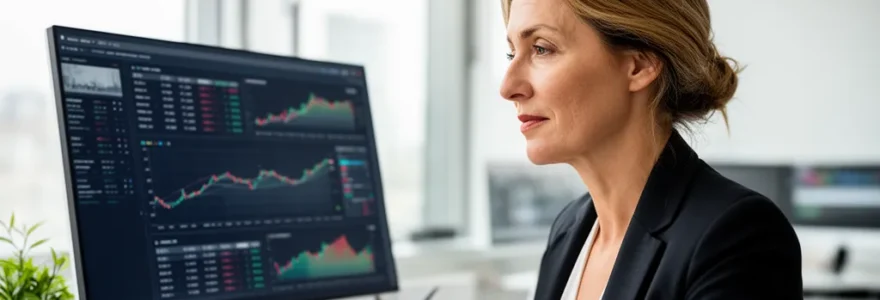 Dirigeante PME analysant son tableau de bord financier pour optimiser sa trésorerie