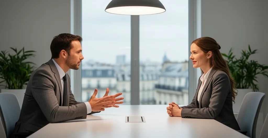 Échange professionnel constructif pour résoudre un impayé commercial entre entreprises